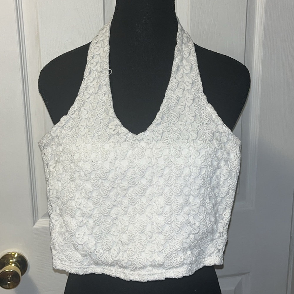GARAGE Women’s Size XS White Laced Patterned Crop Top $20